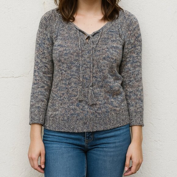 ✨ Sonoma Good For Life Multicolor Crochet Knit Sweater Tassel Detail Size S - Picture 1 of 10